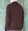 【Men's】Worsted Pure Cashmere Cardigan / dark brown（メンズ 梳毛カシミヤ 100% カーディガン / ダークブラウン）