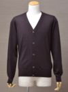 【Men's】Worsted Pure Cashmere Cardigan / dark brown（メンズ 梳毛カシミヤ 100% カーディガン / ダークブラウン）