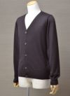 【Men's】Worsted Pure Cashmere Cardigan / dark brown（メンズ 梳毛カシミヤ 100% カーディガン / ダークブラウン）