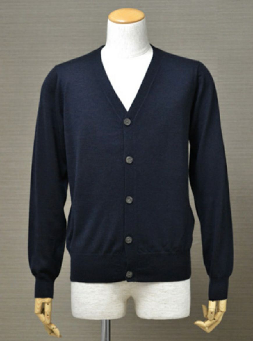 Men S Worsted Pure Cashmere Cardigan Navy メンズ 梳毛カシミヤ 100 カーディガン ネイビー エンカラージ オンラインショップ