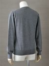 【Men's】Worsted Pure Cashmere V pullover / gray（メンズ 梳毛カシミヤ 100% Ｖプルオーバー / グレー）