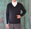 【Men's】Worsted Pure Cashmere Vpullover / navy（メンズ 梳毛カシミヤ 100% Vプルオーバー / ネイビー）