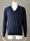 【Men's】Worsted Pure Cashmere Vpullover / navy（メンズ 梳毛カシミヤ 100% Vプルオーバー / ネイビー）