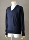 【Men's】Worsted Pure Cashmere Vpullover / navy（メンズ 梳毛カシミヤ 100% Vプルオーバー / ネイビー）