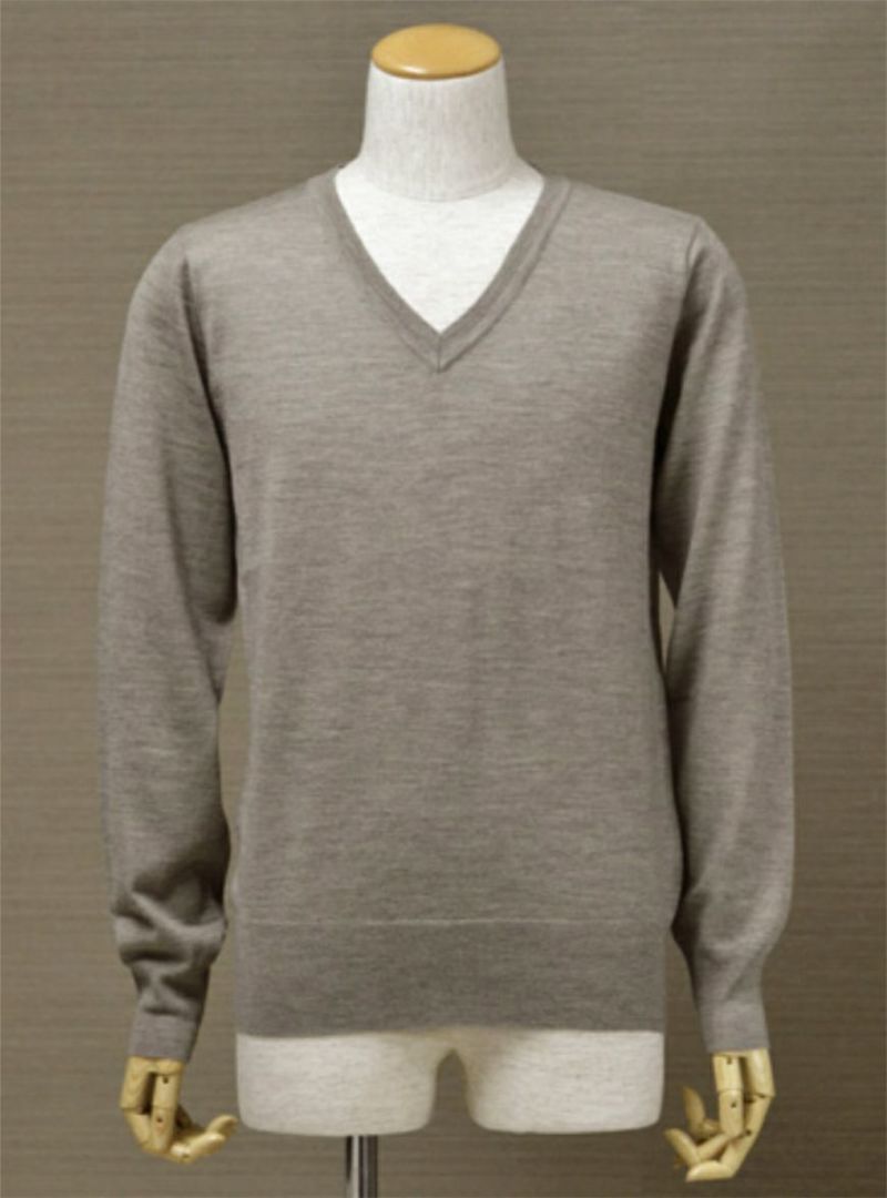 【Men's】EXTRA FINE MERINO WOOL V PULLOVER / taupe（メンズ エクストラファインメリノウール　Vプルオーバー / トープ）