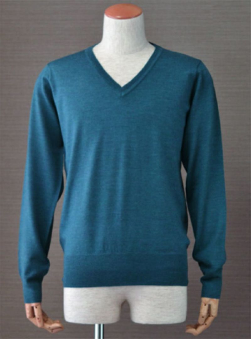 【Men's】EXTRA FINE MERINO WOOL V PULLOVER / ink blue（メンズ エクストラファインメリノウール　Vプルオーバー / インクブルー）