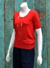  [encolorage] CARIAGGI Cashmere SOFFIO Round-neck harf-sleeve PO/ Red（カリアッジ カシミヤ 丸首半袖プルオーバー/ レッド）