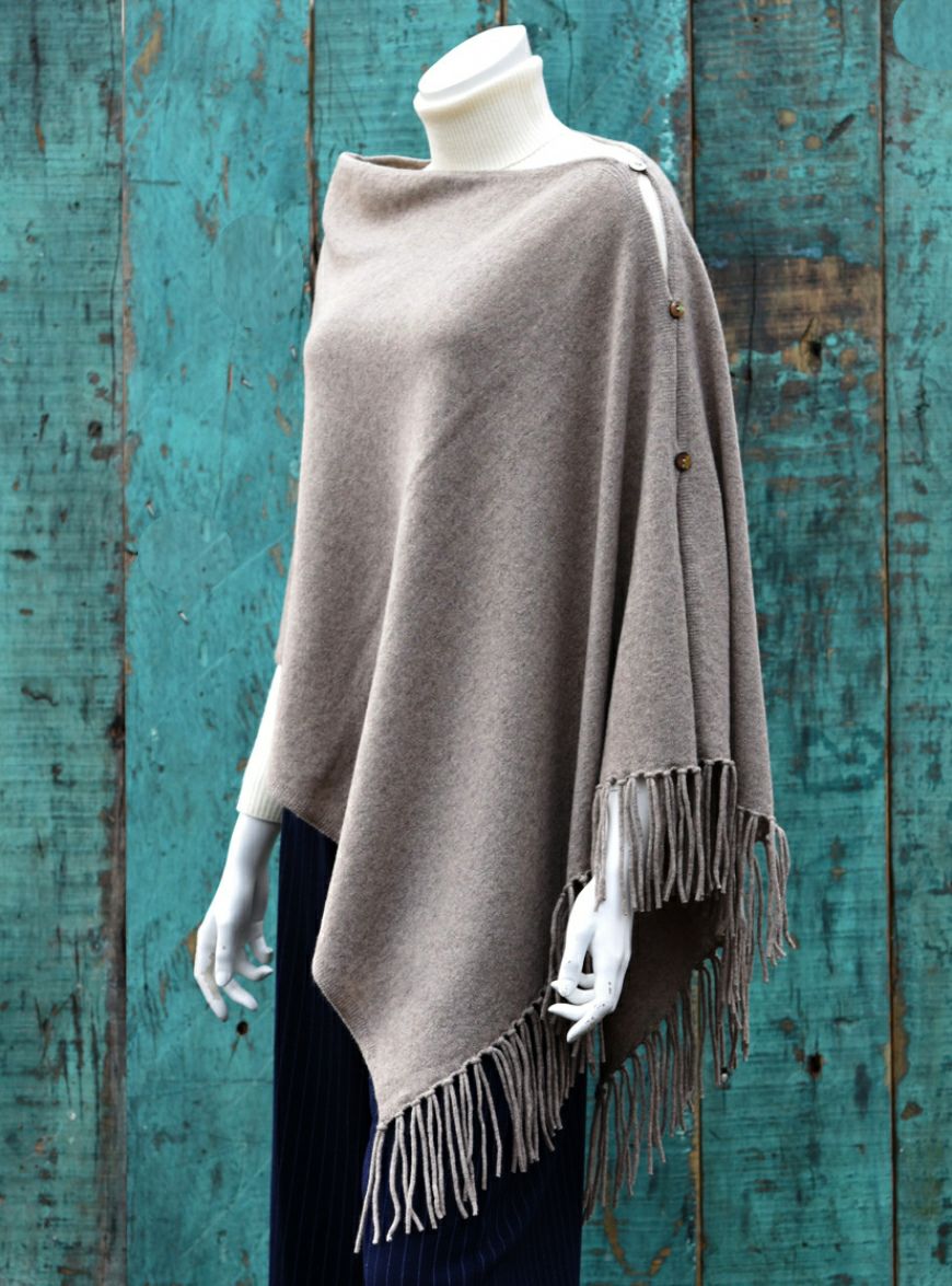 エンカラージ カシミヤ１００ ニット 大判ストール ポンチョ マフラー トープ エンカラージ オンラインショップ