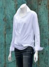 綿１００％　カットソー 2ウェイブラウス／ホワイト [encolorage] Cotton 100% Cut&Sewn 2WAY Blouse / White